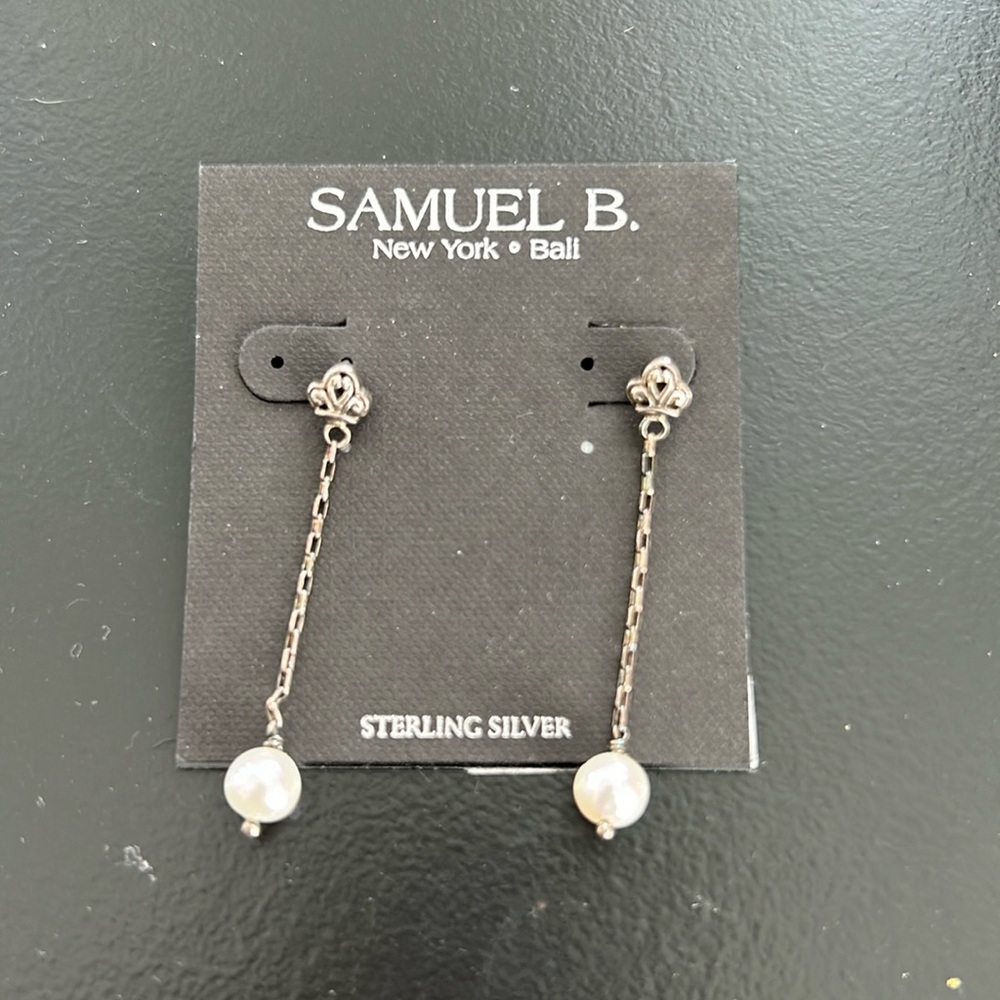 Samuel B. Sterling Silver White Pearl Drop Earrings
